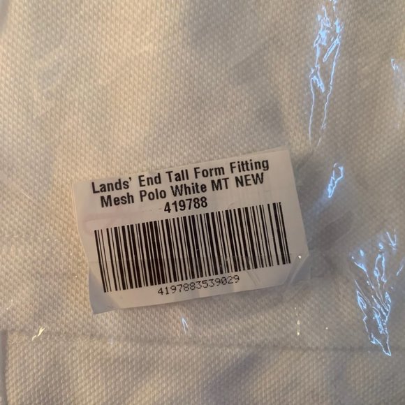 NWT LANDS'‎ END FORM FITTING WOMEN'S MESH POLO SHIRT WHITE MT (MEDIUM TALL) - Picture 11 of 12